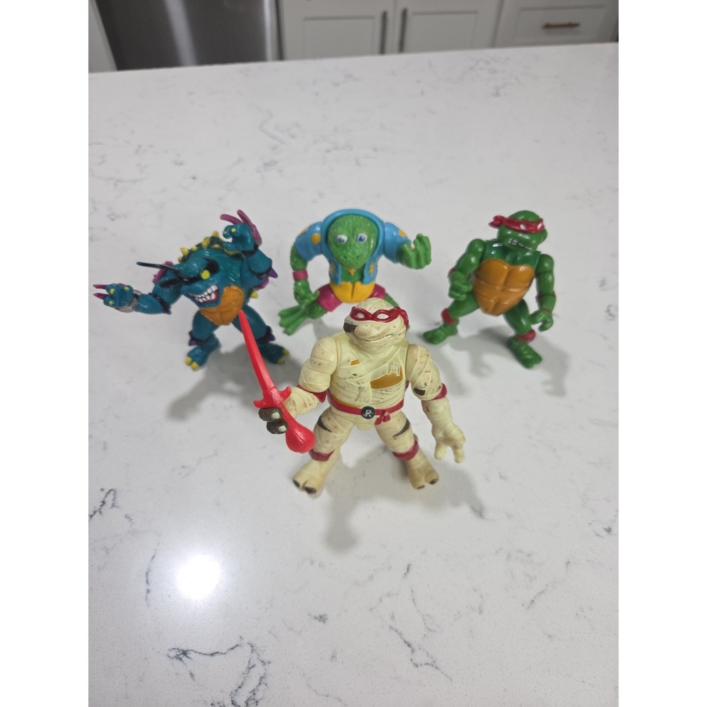 Vintage 1993 TMNT Raph Raphael Mummy Figure Glow Dark & 3 More Lot